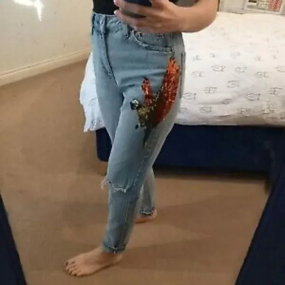 Denim Co Primark distressed jeans with sequins - Picture 2 of 15